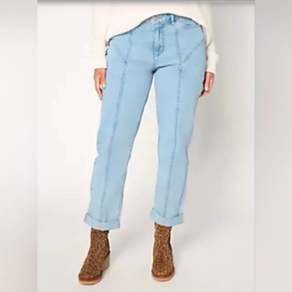 LOGO by Lori Goldstein Dark Blue Boyfriend Jeans. Size 10. NWT - Picture 7 of 9